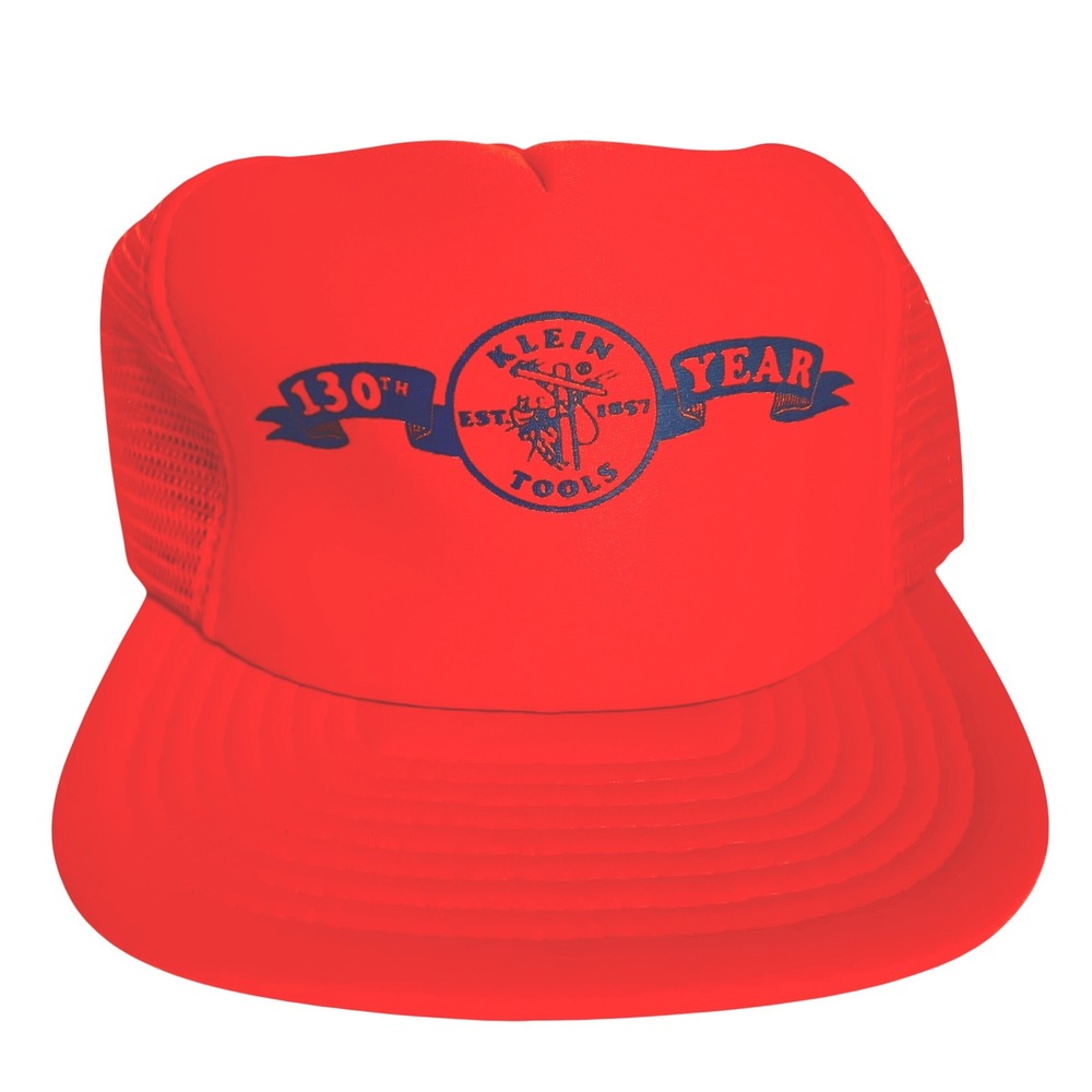 Vintage Klein Tools 130th Year Anniversary Trucker Hat Red Snapback Mesh Cap